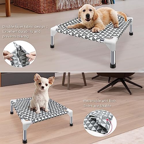 Kuntrust Elevated Outdoor Dog Bed for Small Pets，Fits up to 50lbs