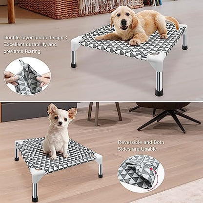 Kuntrust Elevated Outdoor Dog Bed for Small Pets，Fits up to 50lbs