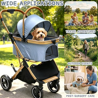 Chihuahua 3-in-1 Foldable Pet Stroller 4-Wheel for Small Dogs, Cerulean