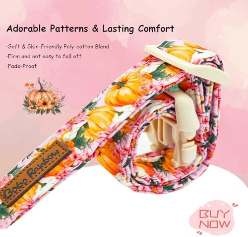 Fall Pink Flower Pumpkin Print Dog Collar for X-Small Dogs