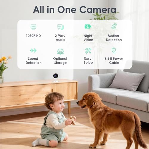 YOTON Indoor Security Camera for Baby Monitor, Home & Pets, 2.4GHz WiFi