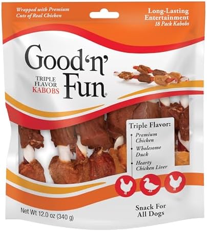 Good'N'Fun Triple Flavored Rawhide Kabobs for Dogs