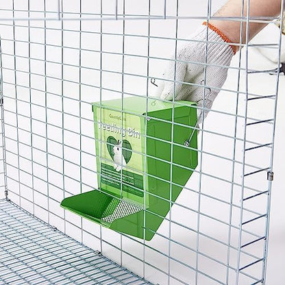 Metal Small Animal Feeder with Lid, Heavy Duty, Large Capacity Food Dispenser, Great for Rabbits, Guinea Pigs, Chinchillas and Other Small Animals (7.4 inch, Green) (Pack of 2)