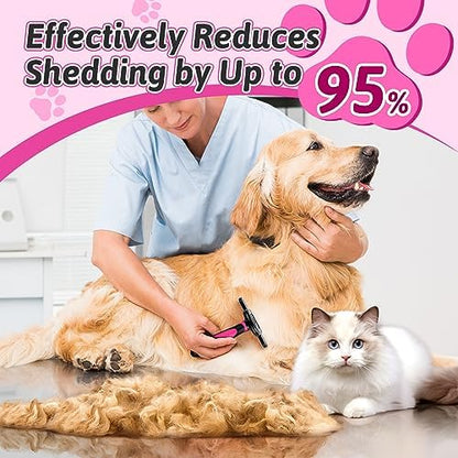 MIU COLOR Long Hair Pet Grooming Brush for Medium & Large Dogs & Cats,Pink