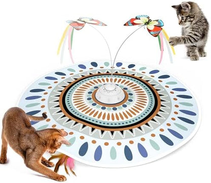 Potaroma Cat Toys Chargeable, 3in1 Hide and Seek for Kittens, Interactive Automatic Play, Fluttering Butterfly, Moving Wand Feather, Indoor Kitty Exercise 22.8 Inch Cover for All Breeds