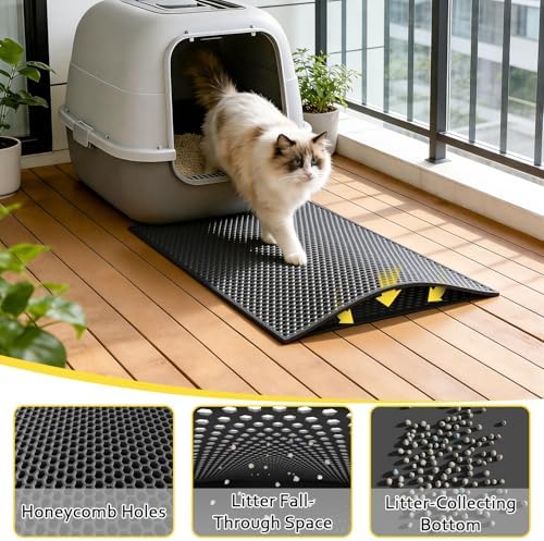 Cat Litter Mat, 15"X24", Waterproof, Easy to Clean (Black-1Pack)