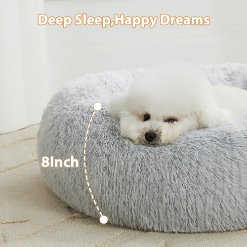 WNPETHOME Small Round Calming Dog Bed Cat Bed for Comfy Sleep