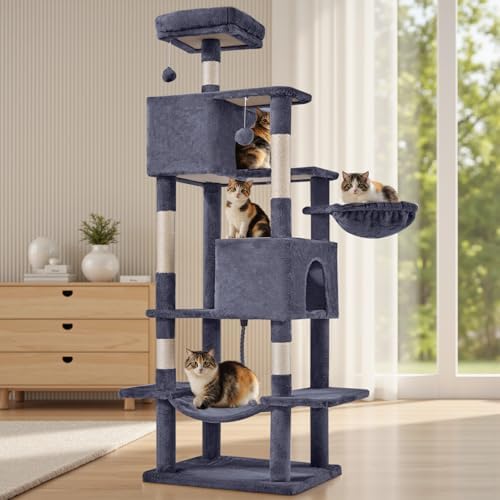 Large 66 Inch Cat Tree Tower with Sisal Scratching Post