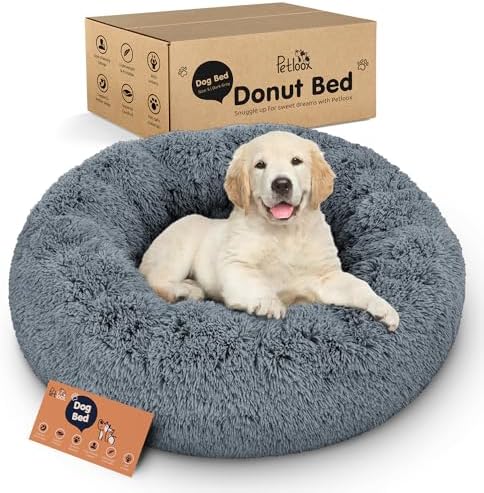 Calming Donut Dog Bed for Small Dogs, Round Dog Bed for Medium & Large Dogs
