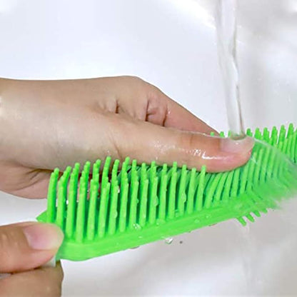 LandHope 2 Pack Pet Hair Removal Tool Pet Hair Remover Rubber Cat Hair Remover Portable for Carpet Clothes Furniture Sofa Leather Car Seat Bath with Massage Effect (Green + Blue)