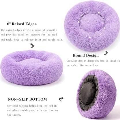 nononfish Plush Calming Dog Bed for Small Dogs,Donut Round Pet Bed