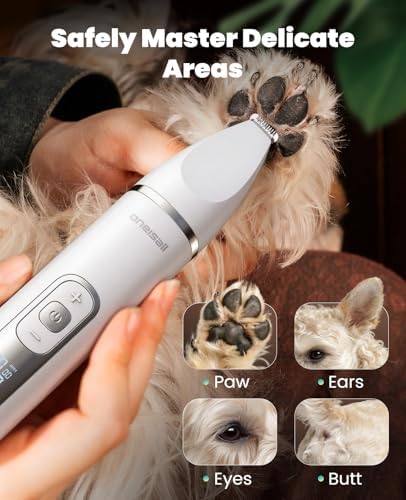 oneisall 4 in 1 Dog Grooming Kit with LCD Display (White)