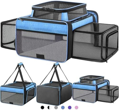 Top and 2 Sides Expandable Cat Carrier 18x13.5x9.5 TSA Airline Approved