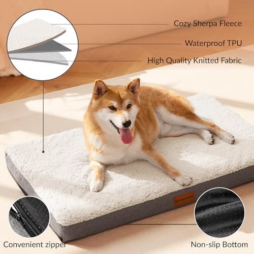 Patas Lague Orthopedic Large Dog Bed Washable Pet Sofa Mat 42''X28'' Ivory