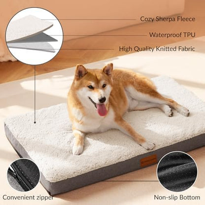 Patas Lague Orthopedic Large Dog Bed Washable Pet Sofa Mat 42''X28'' Ivory