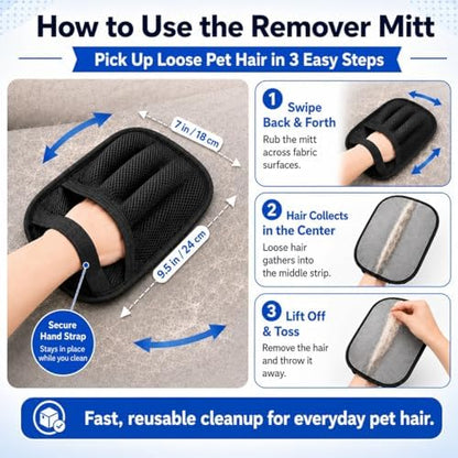 NVNAN 3 PCS Pet Hair Removal Glove and Pet Hair Remover