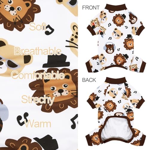 XPUDAC 4 Pack Dog Pajamas Comfy Strechy Doggie Pjs Puppy Clothes for Small Medium Dogs Boy Girl Cat Pet Outfits, M