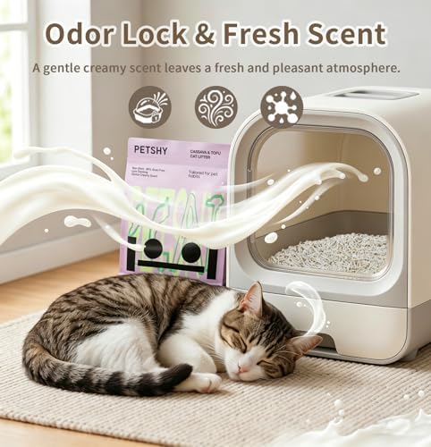 Cassava & Tofu Mixed Cat Litter - Plant-Based & Natural Ingredients, Non-Stick, Fast Clumping, 99% Dust Free for Litter Box - Scented, 22lb (5.5lbx4bags)