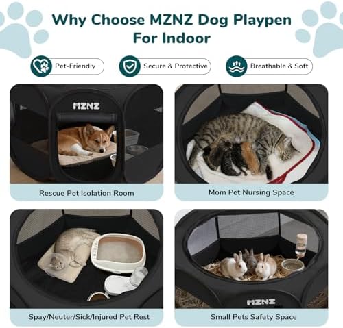 Dog Cat Small Animal Puppy Playpen Crate, Medium, Whole Black