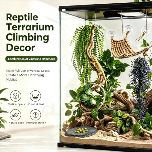 Bearded Dragon Hammock Reptile plant Gecko Tank Accessories Terrarium Decor