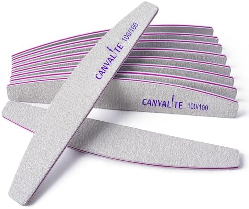 Canvalite 10pcs 100 Grit Nail Files for Acrylic Nails Emery Board Nail Styling Tools for Home and Salon Use