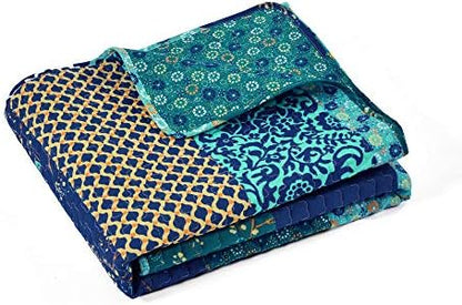 Lush Decor Royal Empire Reversible Cotton Throw Blanket, 50" W x 60" L, Peacock - Throw Blankets for Bed - Couch Blanket - Boho_Throw_Blanket for Couch (Pack of 8)