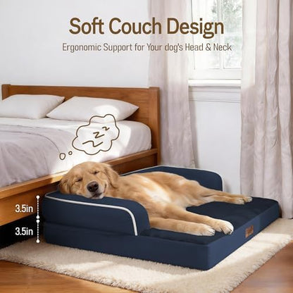 Comfort Expression Washable Dog Bed with Bolster for Medium to Large Dogs