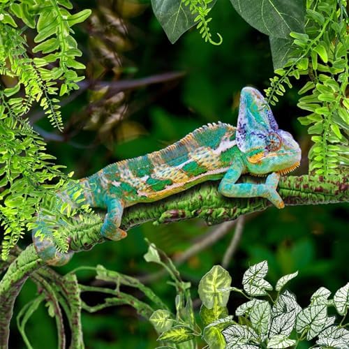 Hamiledyi Fake Reptile Plants for Tank, Bendable Snake Climbing Vines
