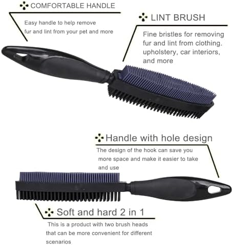 Premium Rubber Pet Hair Brush - Removes Hair from Couches & Pets' Coats B