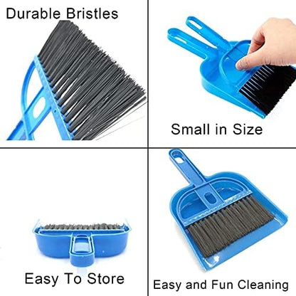 kathson Rabbit Litter Box Pet Toilet Cage Box Potty Trainer Corner with Small Animal Cage Cleaner Broom Brush Dustpan for Bunny Chinchilla Guinea Pig Ferret(Blue)