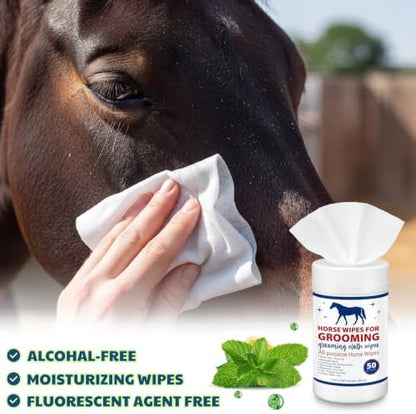 2 Pack Horse Grooming Cleaning Wipes 100 Pcs Reusable Cleaners