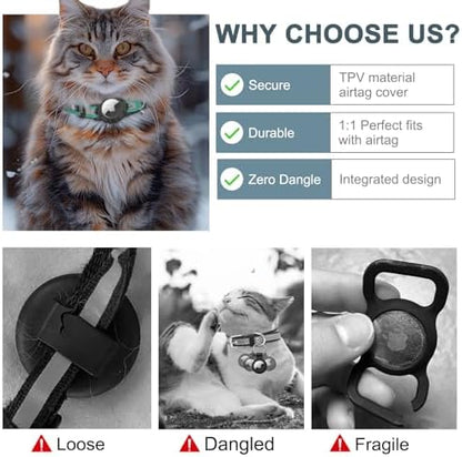Reflective AirTag Cat Collar, Integrated Cat Collar with Air Tag Holder