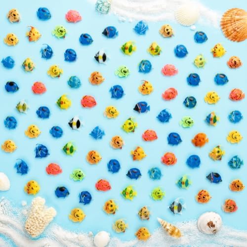 Weewooday 80 Pcs Artificial Moving Fishes Plastic, Random Fish