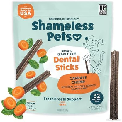 Shameless Pets Carrot & Mint Dental Chews for Dogs, 32 Chews