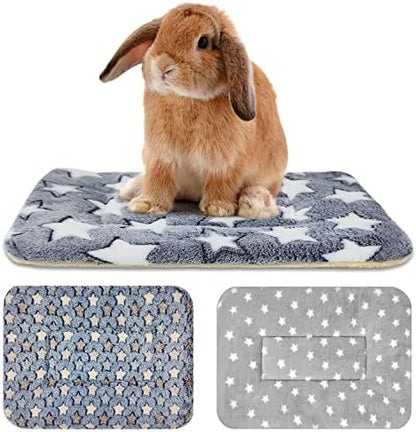 3PCS Rabbit Bed, Soft Bunny Bedding, Fleece Guinea Pig Blanket