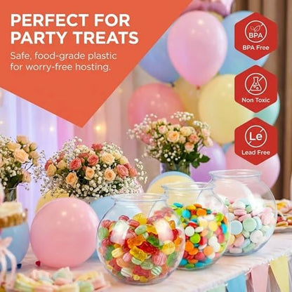 Mini Plastic Fish Bowls 16 oz, 12 Pack - Small Party Centerpiece Bowls