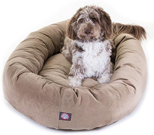 Majestic Pet Suede Calming Dog Bed, 52 Inch X-Large, Round, Washable, Stone