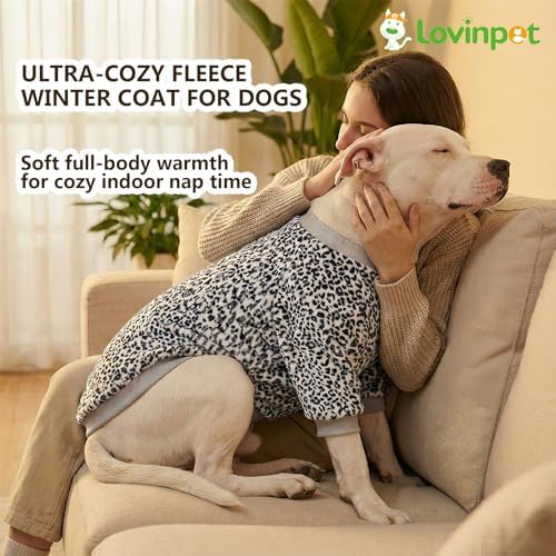 LovinPet Flannel Dog Coat, Winter Dog Coat, Black White Leopard, XL