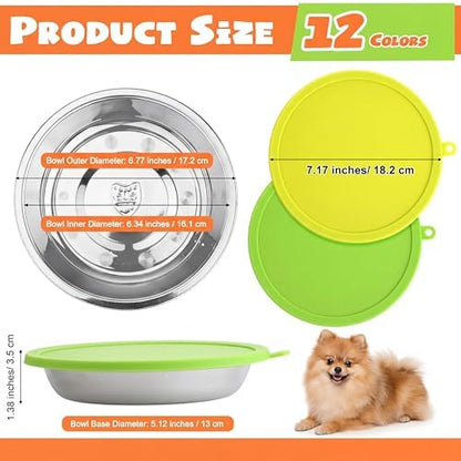 Patelai 24 Pcs Dog Bowl with Lid, Red, Blue, Green, Purple, Yellow, Orange