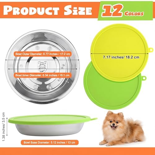 Patelai 24 Pcs Dog Bowl with Lid, Red, Blue, Green, Purple, Yellow, Orange