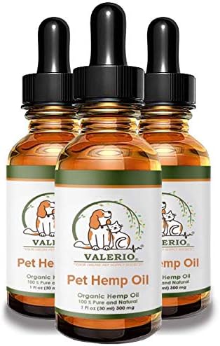 Valerio Pets Hemp Oil for Dogs and Cats - 1 Oz - Hemp Oil Drops with Omega Fatty Acids - Hip and Joint Support and Skin Health (3 Pack - 3 x 1 Oz)