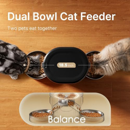 Automatic Cat Feeder for 2 Cats, Dual Cat Feeder with 5G WiFi APP