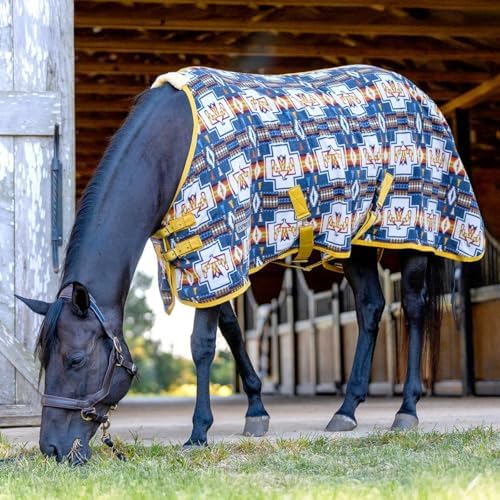 Jeffers Expression Standard Neck Fleece Cooler Horse Blanket, 69" – Lightweight Breathable Polyester Fleece Horse Cooler for Moisture Control, Drying, Layering, All Year Round Use - Thunderbird