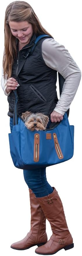 Pet Gear Tote/Sling Carrier for Cats/Dogs, Storage Pocket, Removable Washable Liner, Zippered Top and Mesh Windows, Navy, Sling