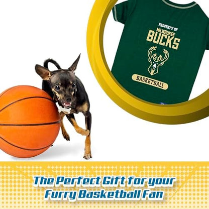 Pets First Cute Dog T-Shirt, Medium - NBA Milwaukee Bucks Dog & Cat Shirt with Basketbal Team Logo. A Comfortable & Fashionable Yet Durable Pet Outfit, Sporty Dog Shirt