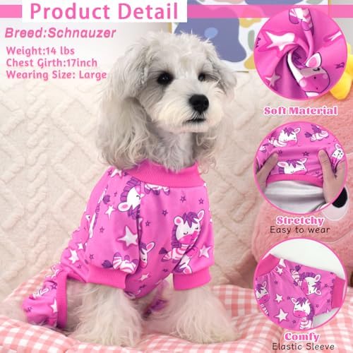 XPUDAC 4 Pack Dog Pajamas for Small Dogs Soft Puppy Clothes Onesie, M