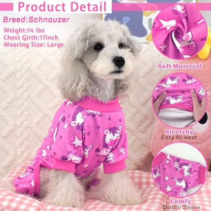 XPUDAC 4 Pack Dog Pajamas for Small Dogs Soft Puppy Clothes Onesie, XL