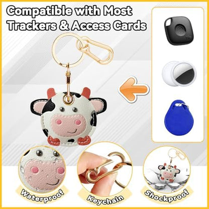 Leather Keychain Holder Case for AirTag, Cute Protective Cover for Apple Airtag KeyChain, GPS Tracker Item Finder