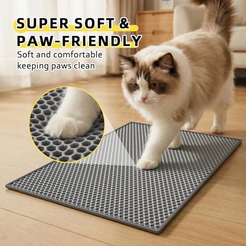 Cat Litter Mat,15"X24", Waterproof, Easy to Clean (Grey-1Pack)