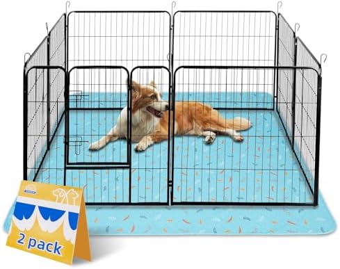 Sunheir Washable Pee Pads for Dogs Extra Large 48" x 60" 2-Pack, Reusable Puppy Pads Pet Training Pads for Dog Playpen Indoor, Waterproof Dog Pee Pads for Puppy Playpen, Whelping Pad - Sky Blue